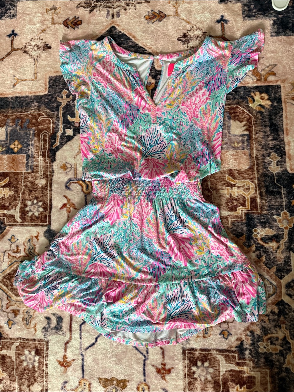 Lilly Pulitzer Pink & Aqua Floral Girls One-Piece